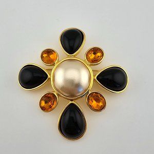 Vintage Signed Joan Rivers Maltese Cross Brooch